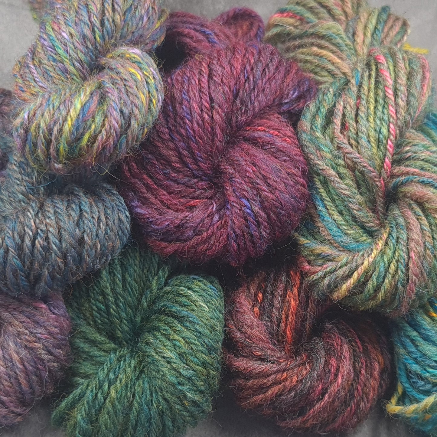 Handspun Worsted/Aran yarn, Wool and Bamboo, micro skeins
