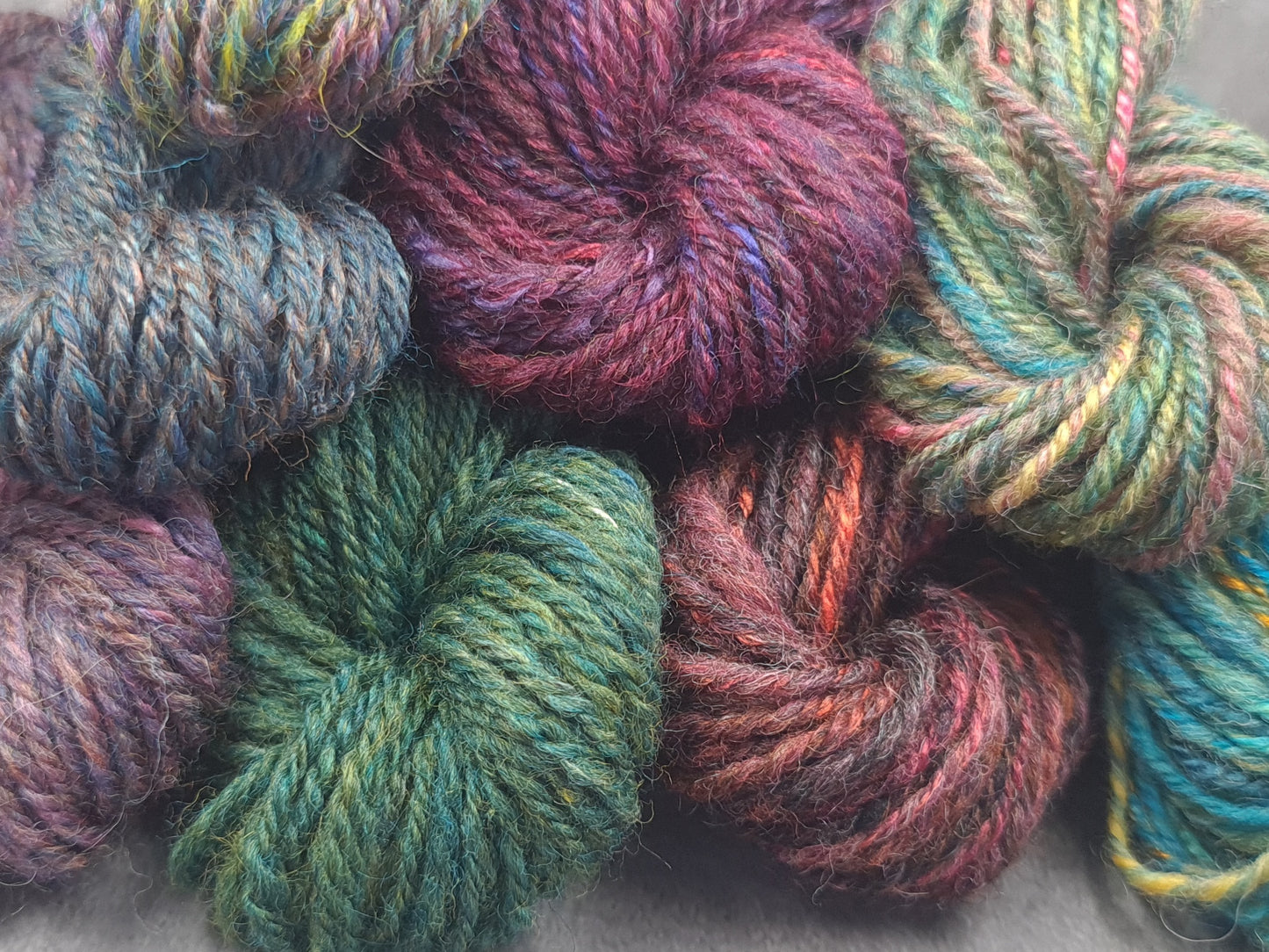 Handspun Worsted/Aran yarn, Wool and Bamboo, micro skeins