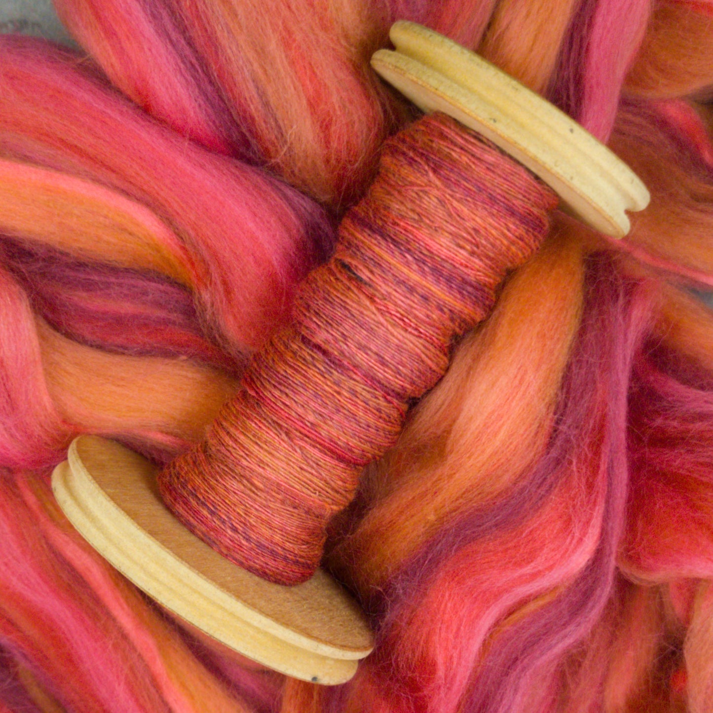 Coral Reds - Merino & Bamboo Combed Top - Portchester Blend