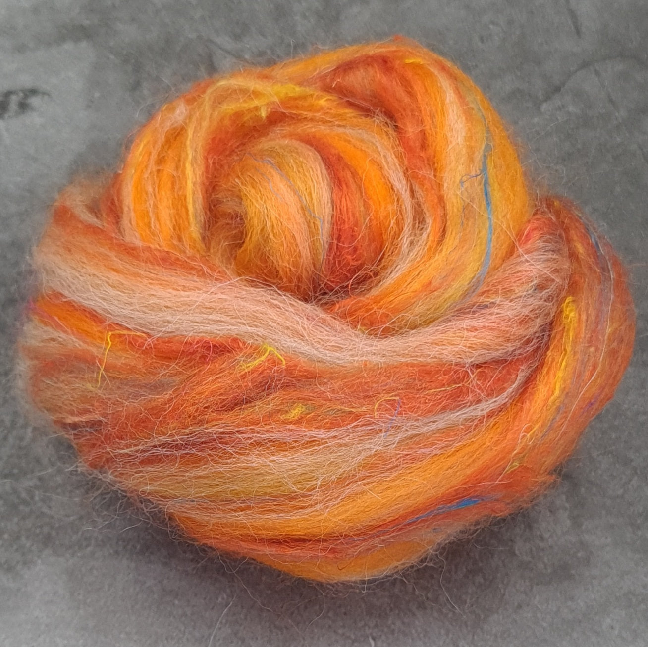 Marigold - Corriedale, UK Alpaca & Sari Silk Combed top - Winnham Blend