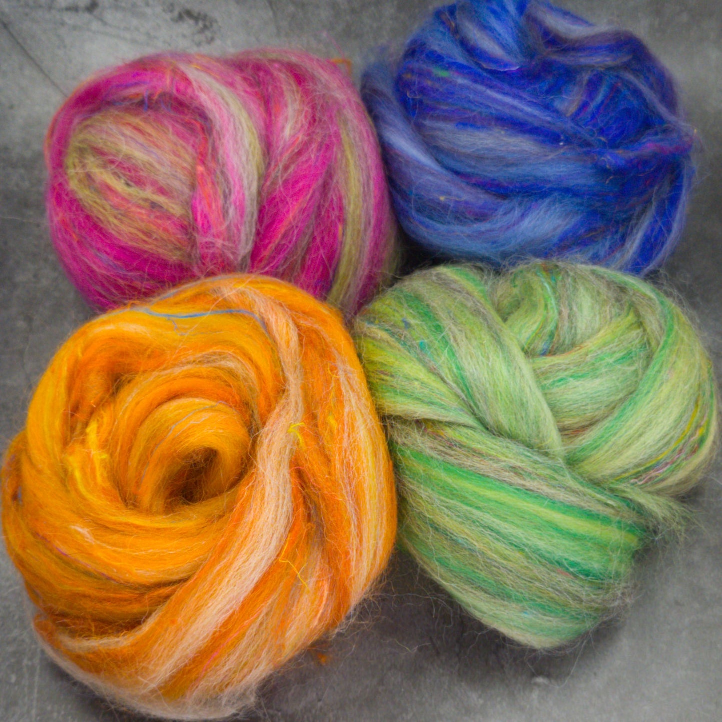 Rhubarb - Corriedale, UK Alpaca & Sari Silk Combed Top - Winnham Blend