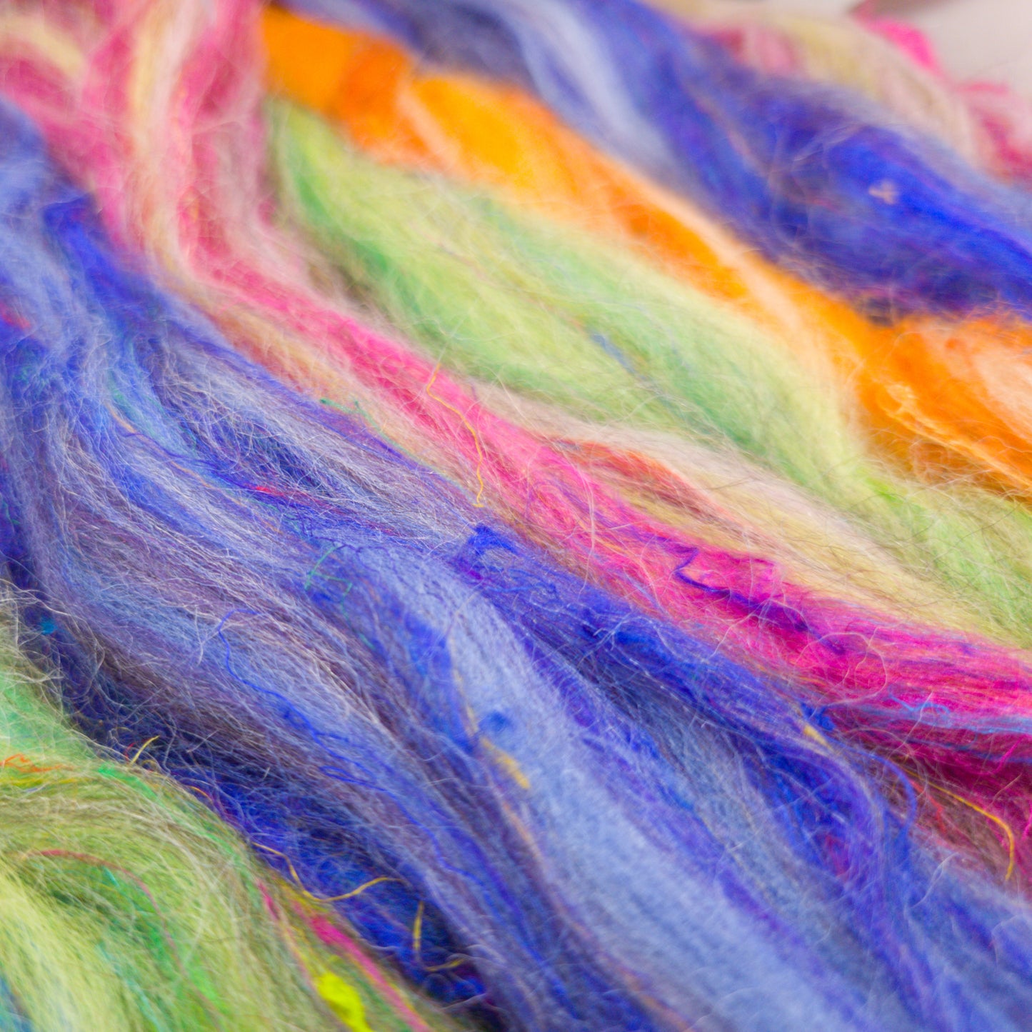 Rhubarb - Corriedale, UK Alpaca & Sari Silk Combed Top - Winnham Blend