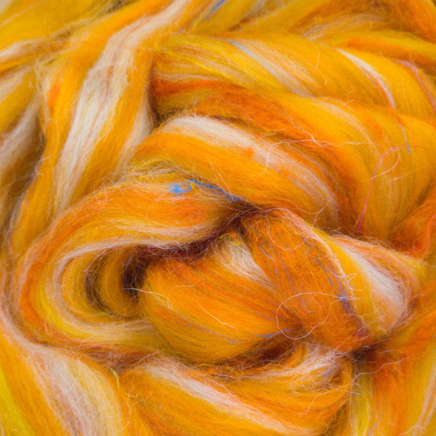 Marigold - Corriedale, UK Alpaca & Sari Silk Combed top - Winnham Blend