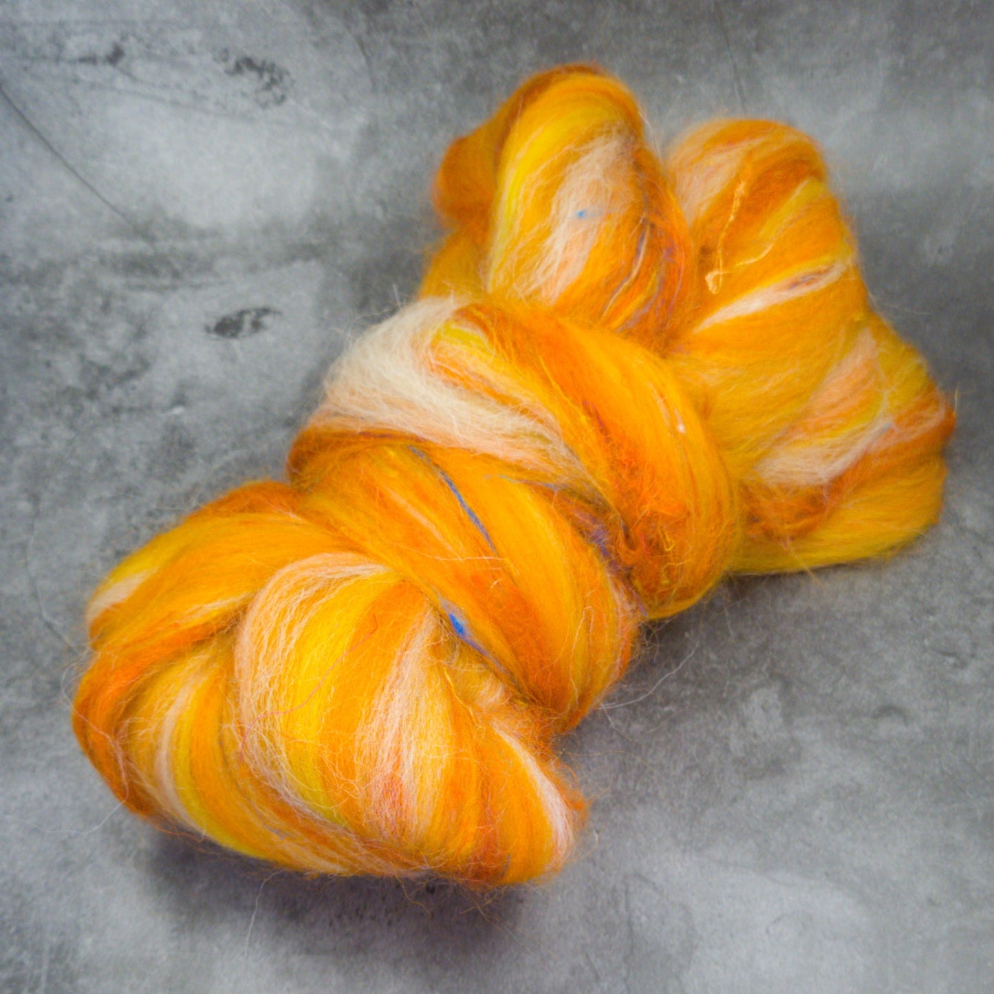 Marigold - Corriedale, UK Alpaca & Sari Silk Combed top - Winnham Blend