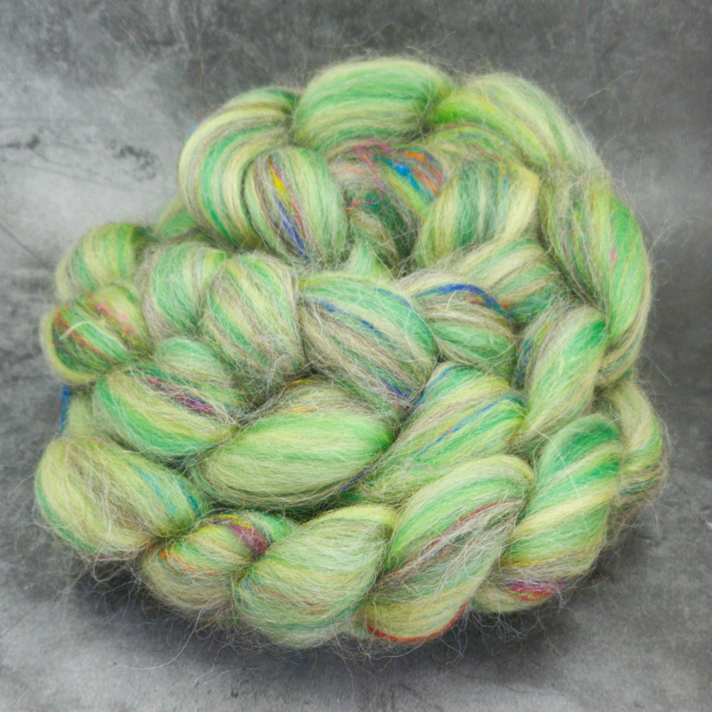 Gooseberry - Corriedale, UK Alpaca & Sari Silk Combed Top  - Winnham Blend
