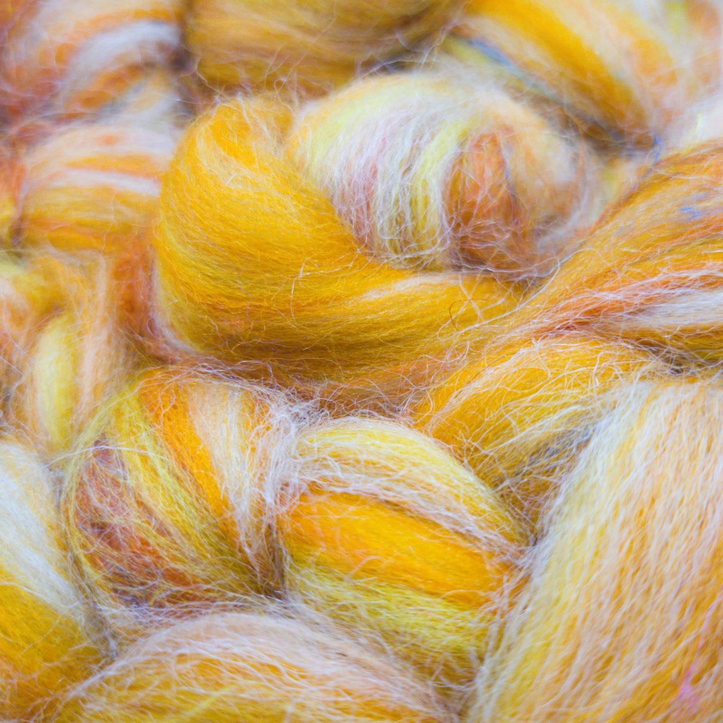 Marigold - Corriedale, UK Alpaca & Sari Silk Combed top - Winnham Blend