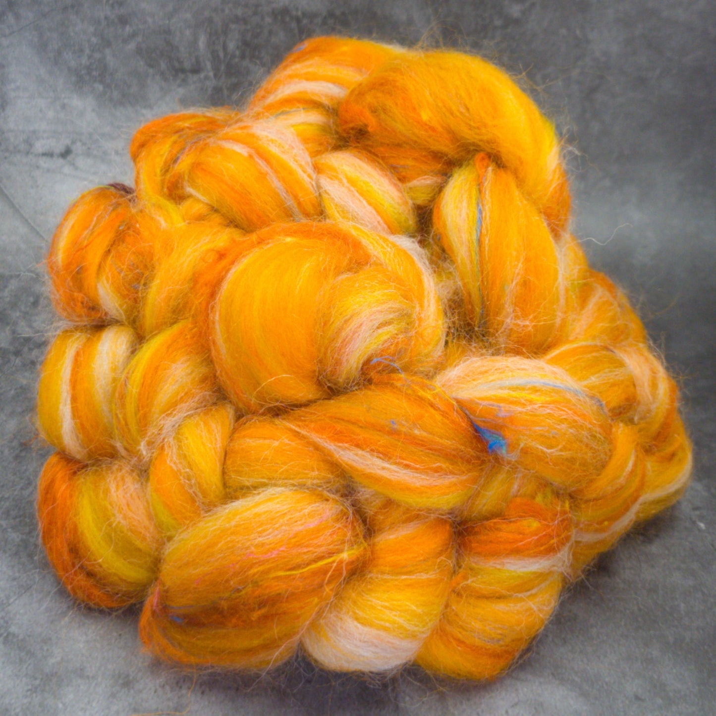 Marigold - Corriedale, UK Alpaca & Sari Silk Combed top - Winnham Blend