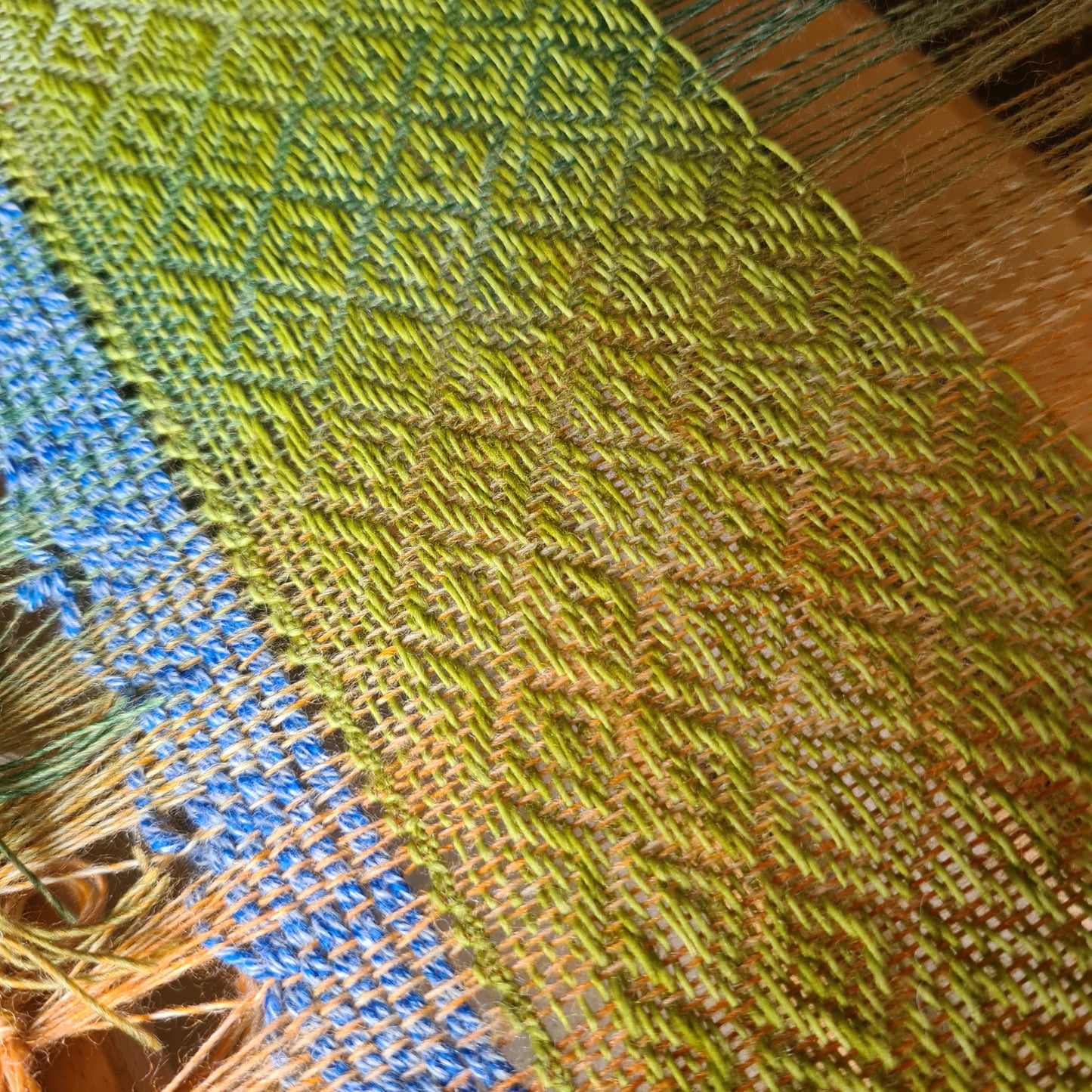 Green and Orange Diamond Twill Skinny Scarf