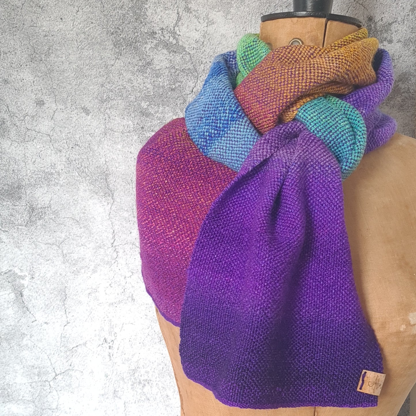 Rainbow Gradient Scarf in Merino and Silk