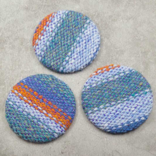 Blue Stripe Pocket Mirror featuring handwoven fabric
