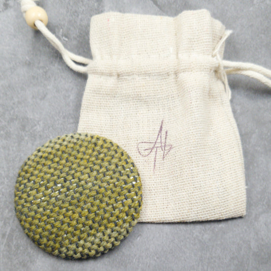 Olive Stripe Pocket Mirror featuring handwoven fabric