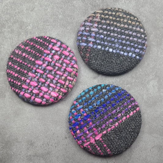 Bright Stripe Pocket Mirrors featuring handwoven fabric