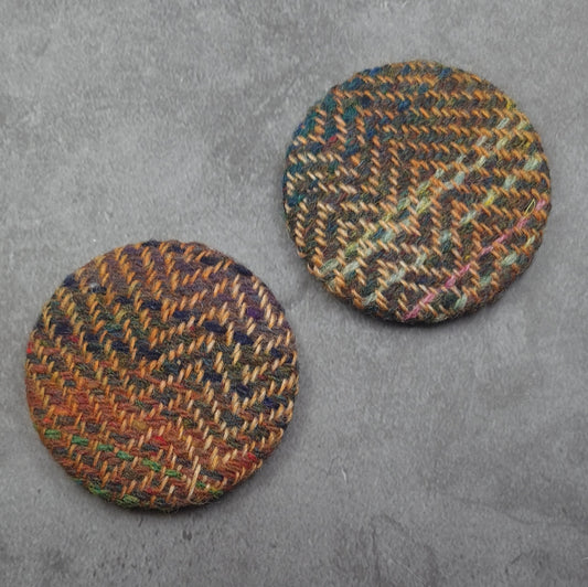 Orange Zig Zag Pocket Mirror featuring handwoven fabric