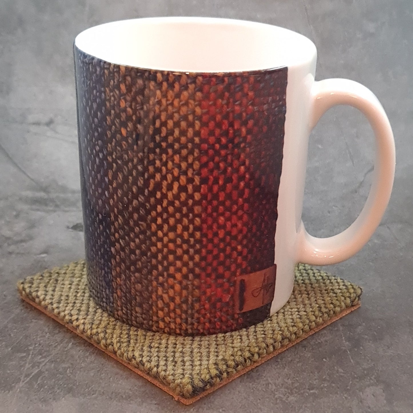 Handwoven Coaster with cork backing - Olive Stripe