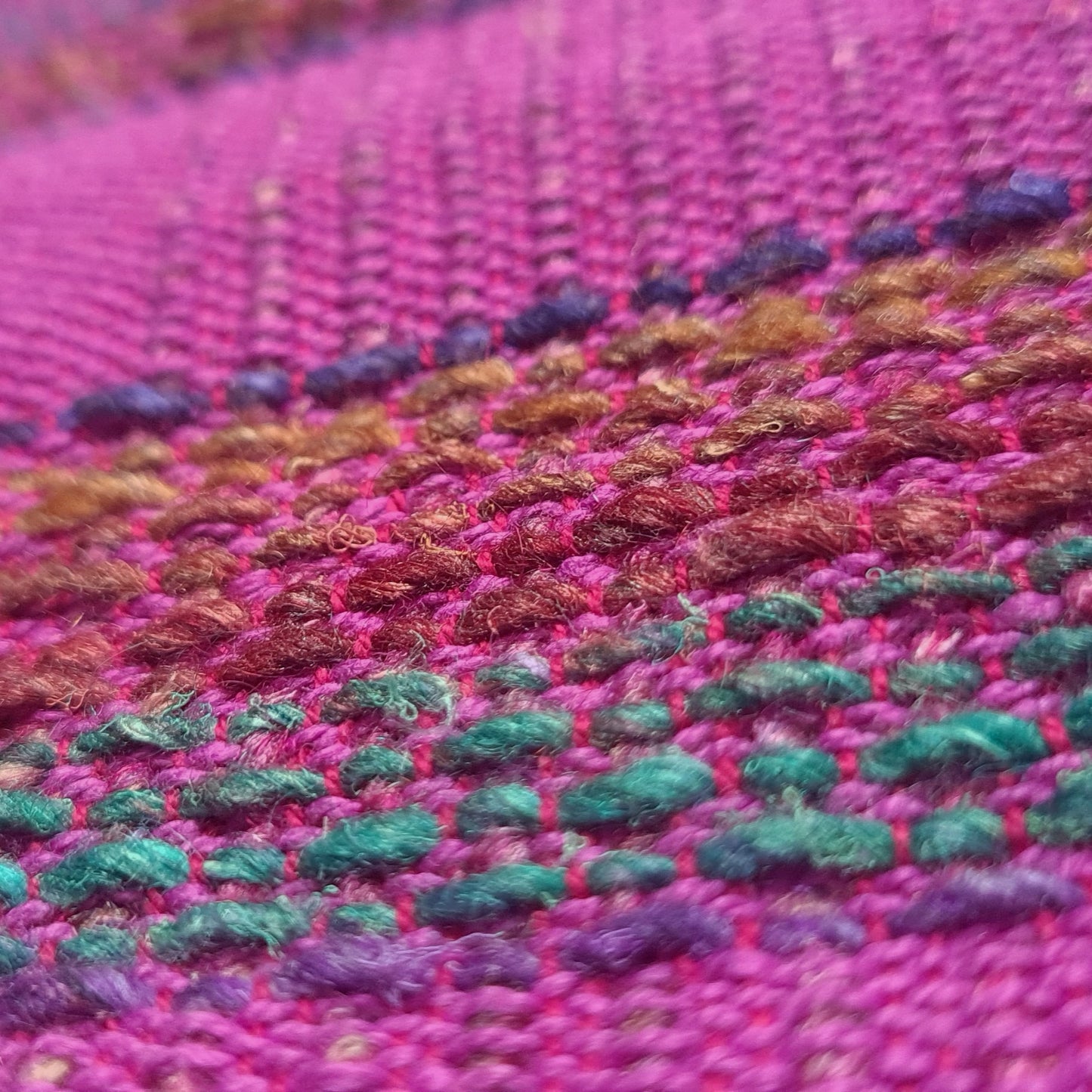Bold Checked Scarf in Magenta Cotton and Multicolours