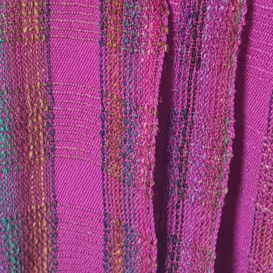 Bold Checked Scarf in Magenta Cotton and Multicolours