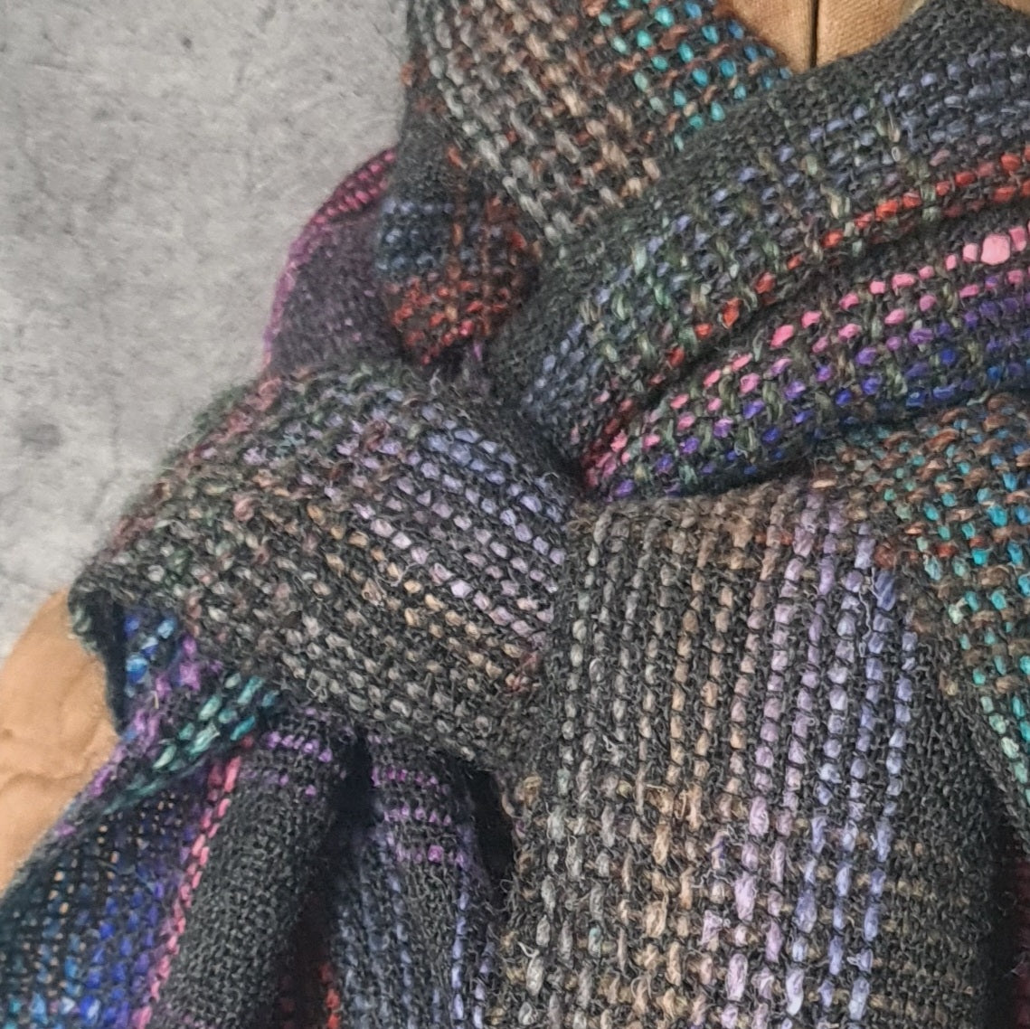 Bold Checked Scarf in Charcoal, Pink and Multicolours