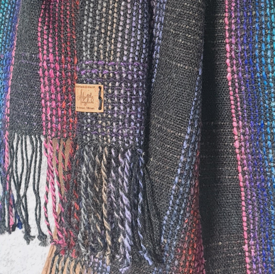 Bold Checked Scarf in Charcoal, Pink and Multicolours