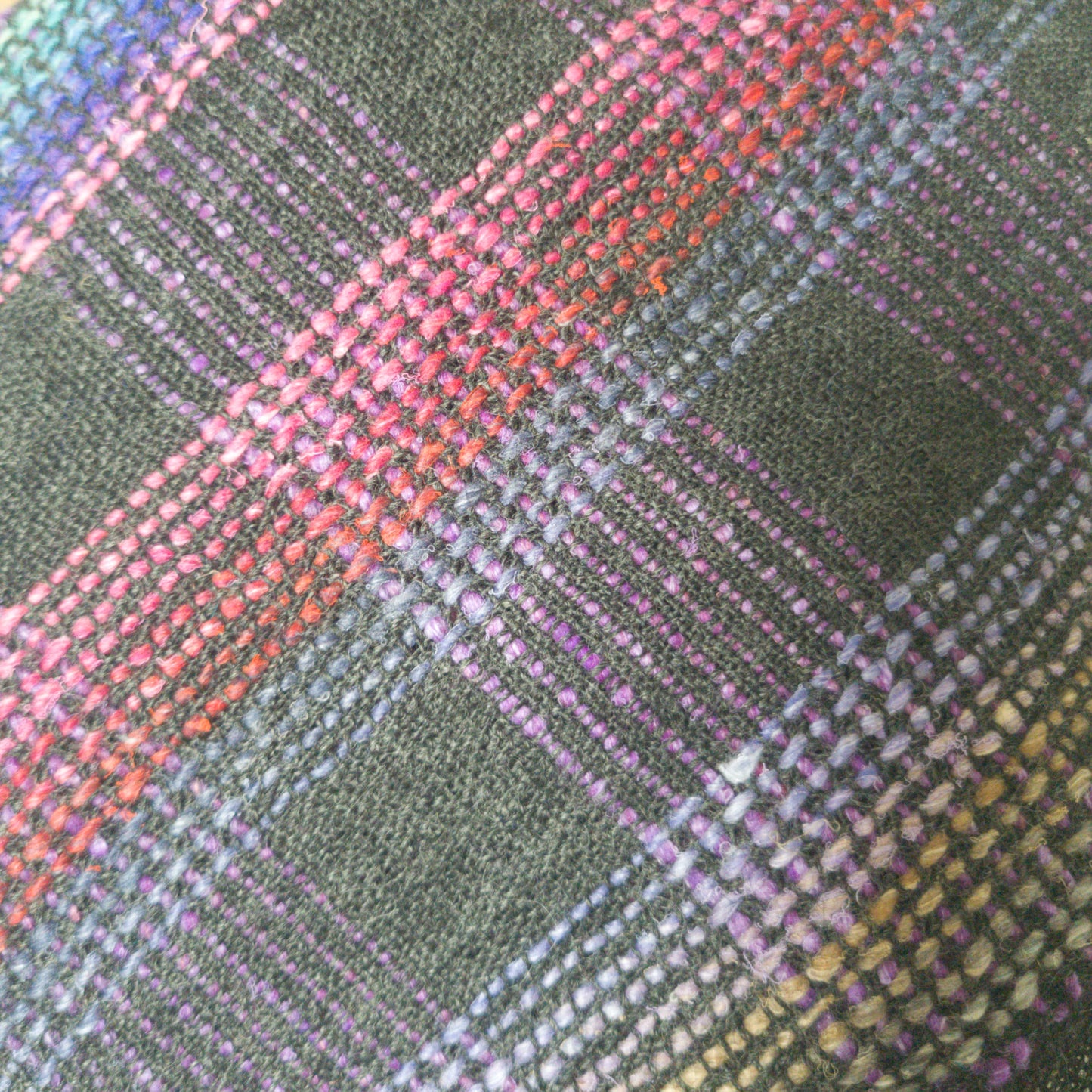 Bold Checked Scarf in Charcoal, Pink and Multicolours