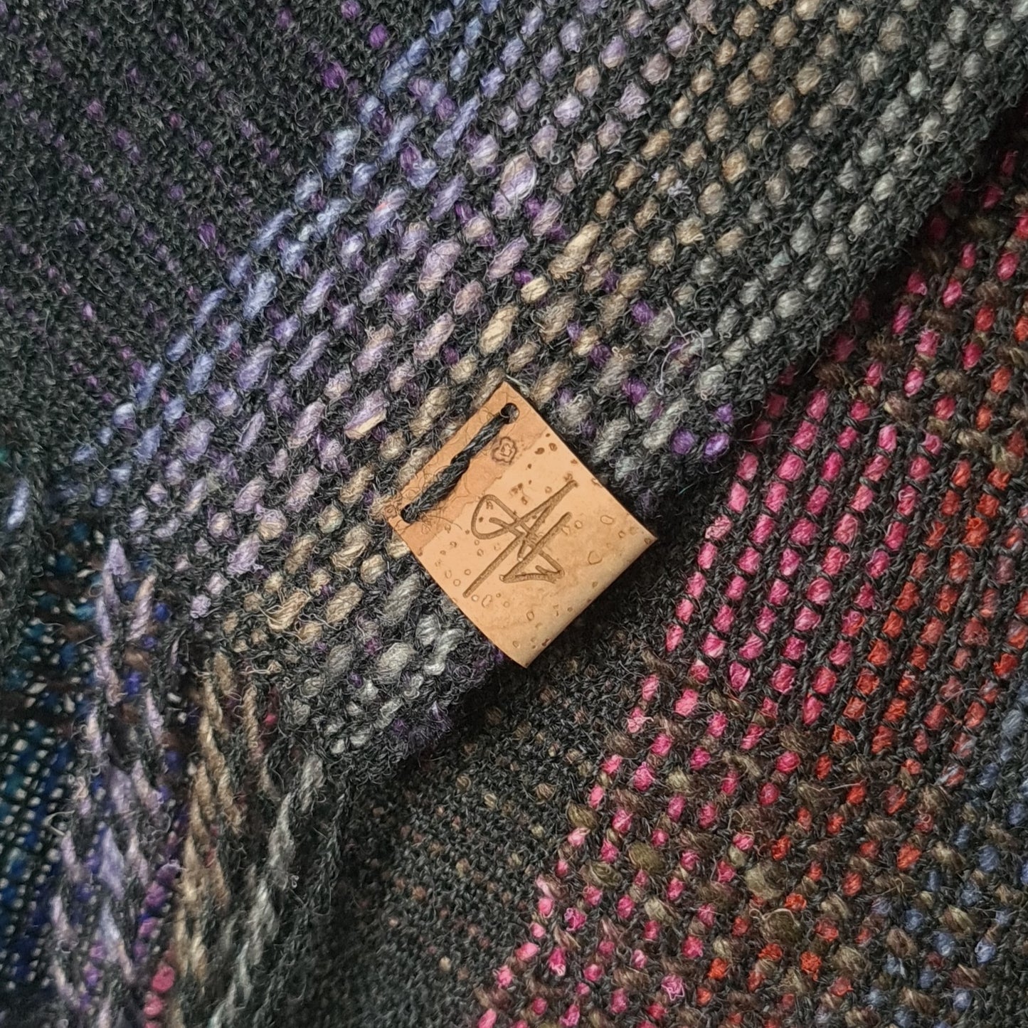 Bold Checked Scarf in Charcoal, Pink and Multicolours