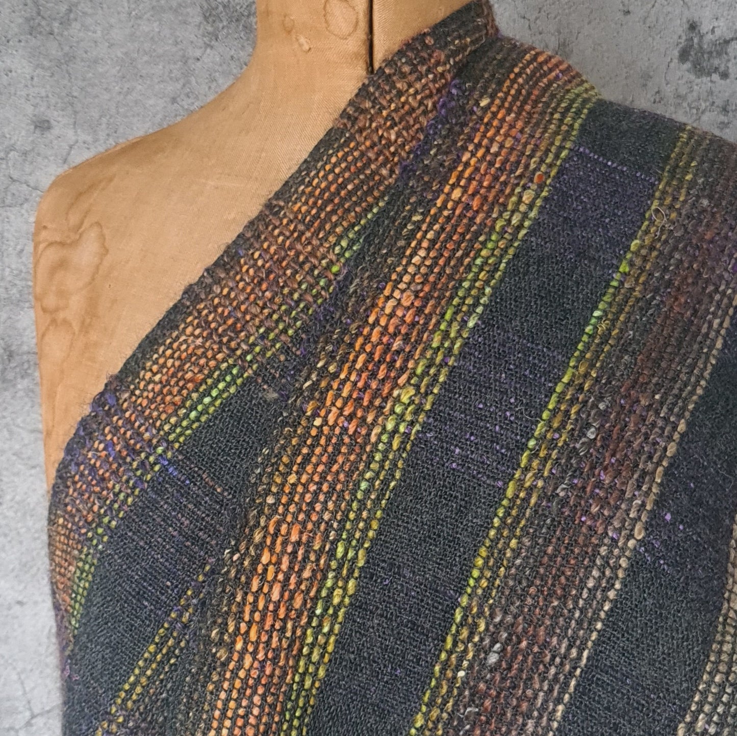 Bold Checked Scarf in Charcoal, Orange and Lime
