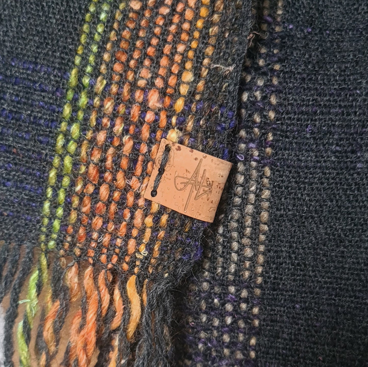 Bold Checked Scarf in Charcoal, Orange and Lime