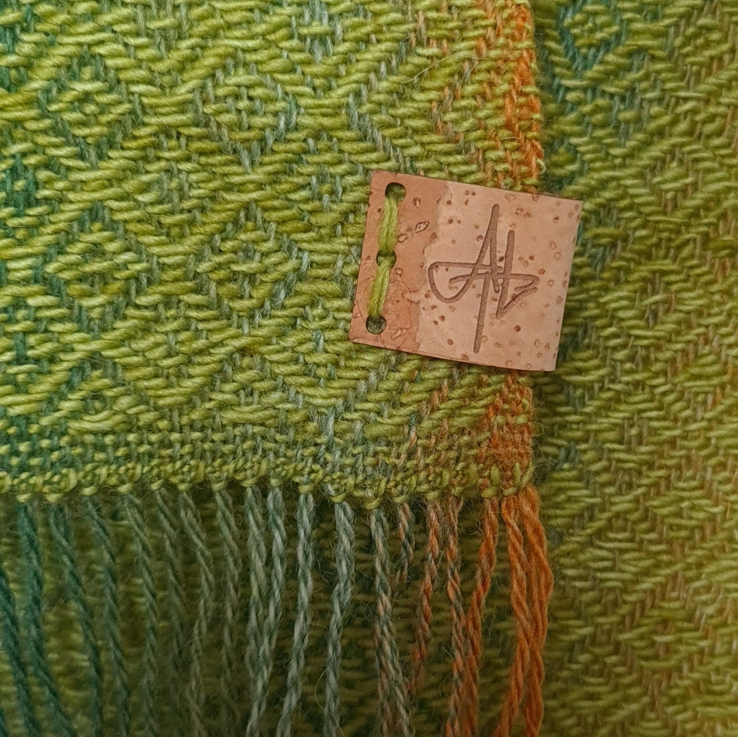 Green and Orange Diamond Twill Skinny Scarf