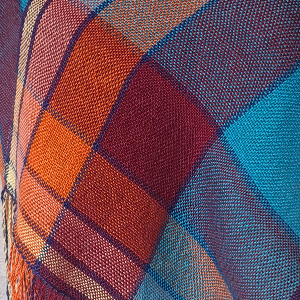 Bold Tencel Shawl - Squares in Turquoise