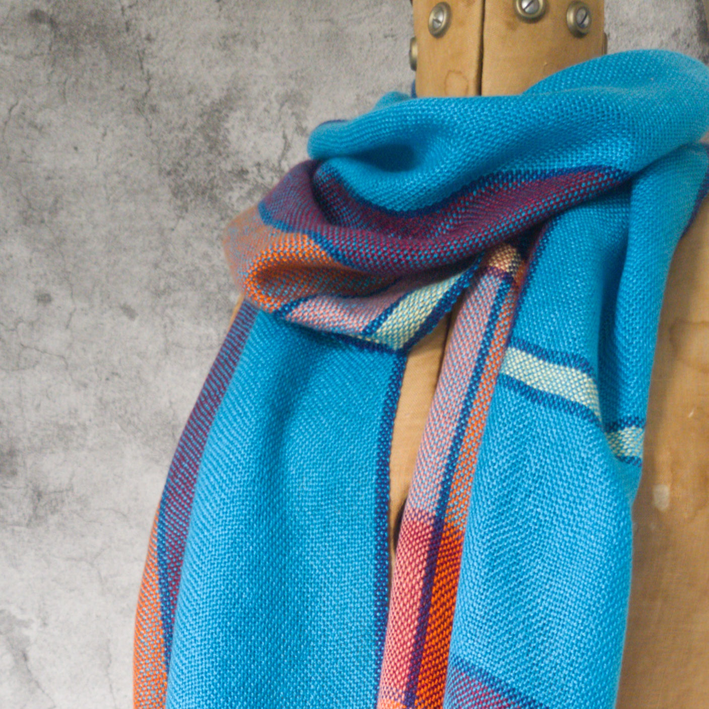 Bold Tencel Shawl - Squares in Turquoise