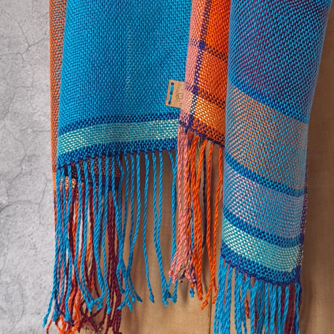 Bold Tencel Shawl - Squares in Turquoise