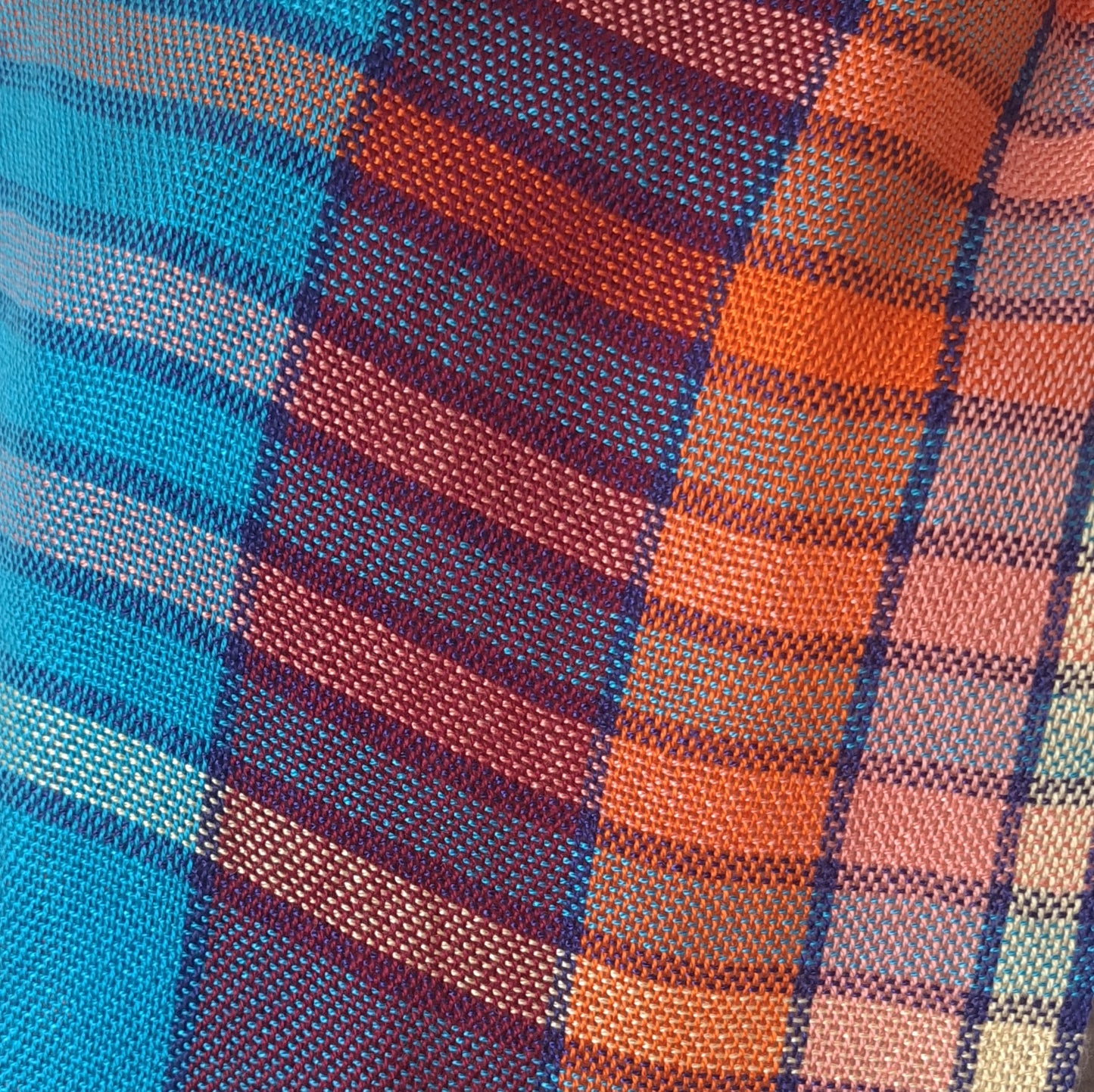 Bold Tencel Shawl - Bordered Stripes in Turquoise