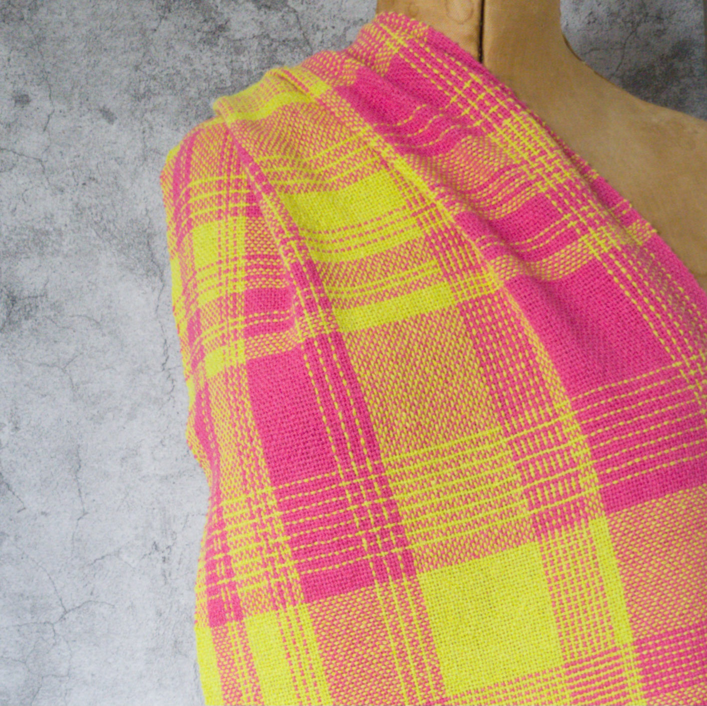 Fibonacci Silk Shawl in Pink & Chartreuse