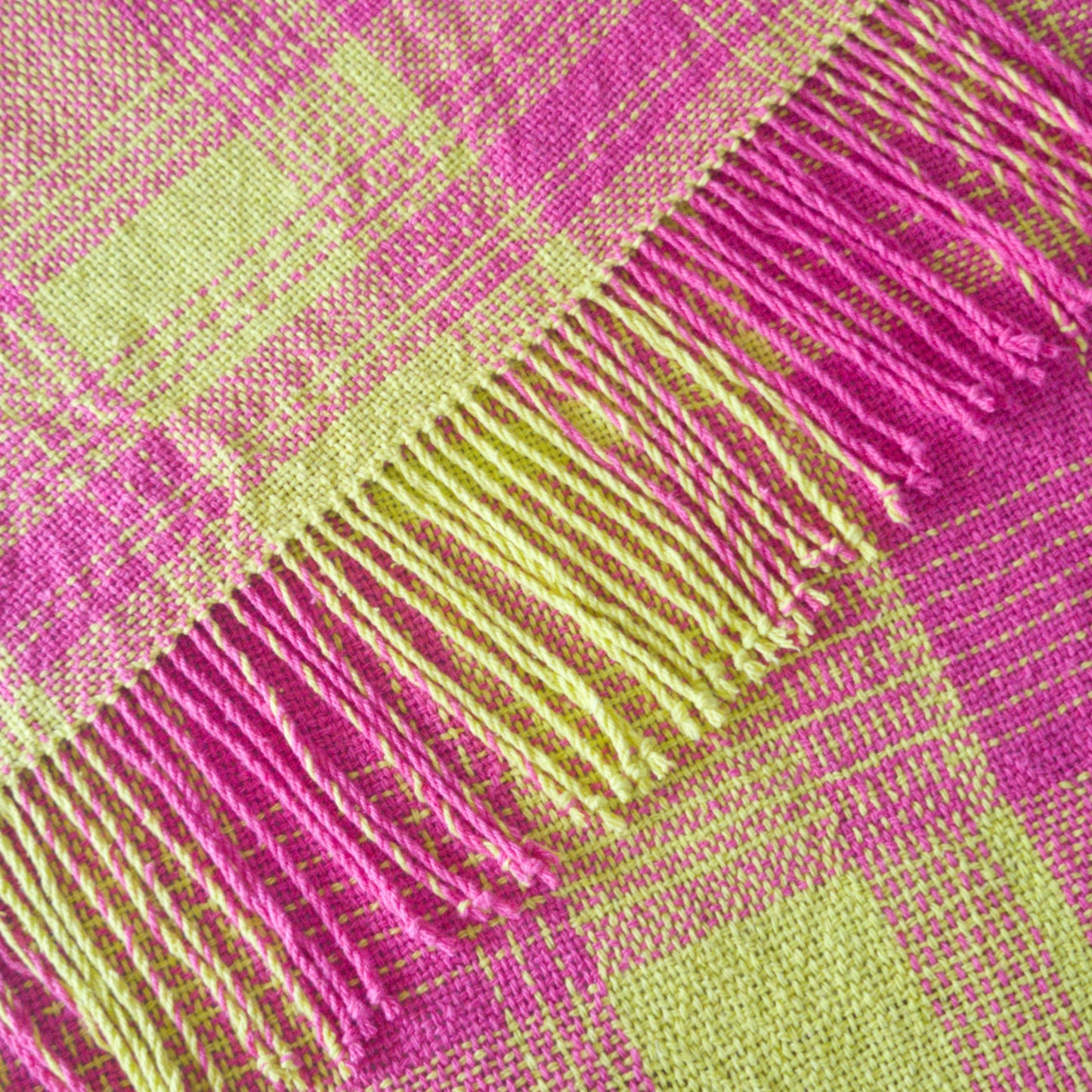 Fibonacci Silk Shawl in Pink & Chartreuse