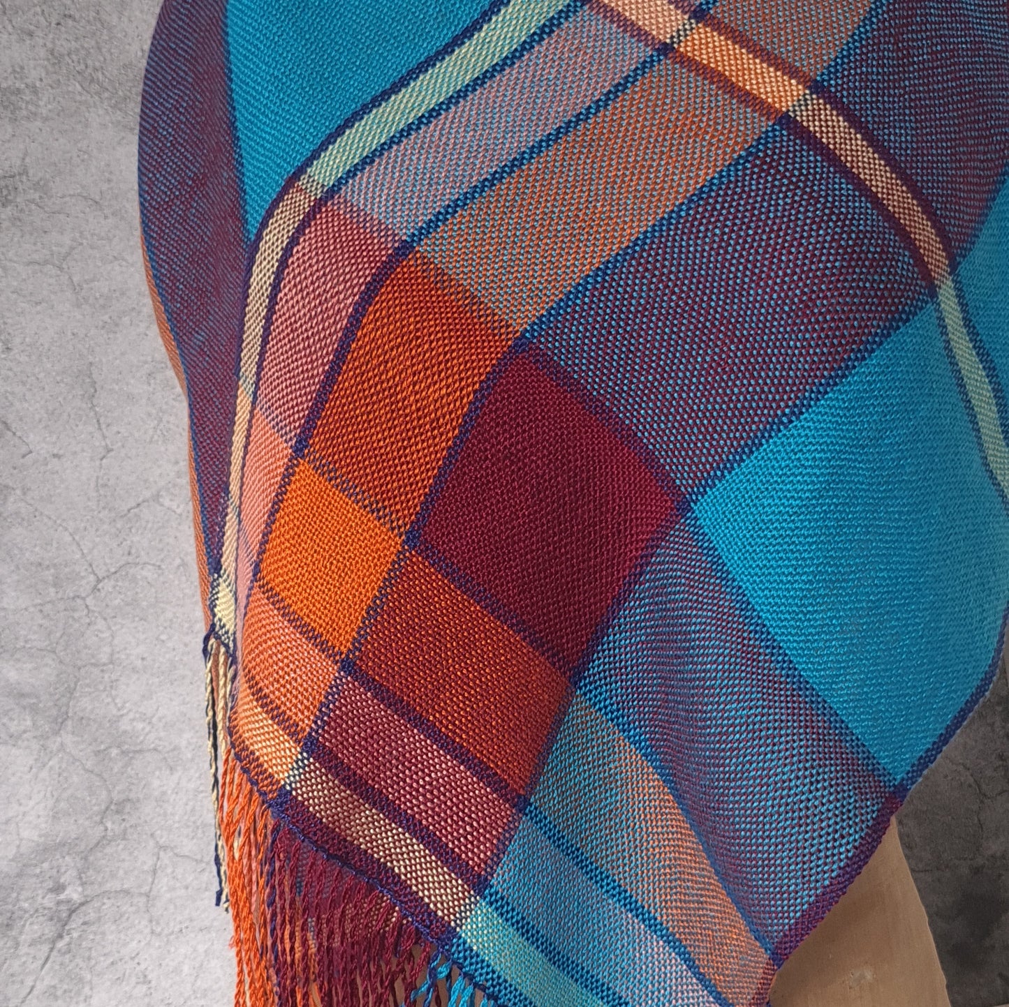 Bold Tencel Shawl - Squares in Turquoise
