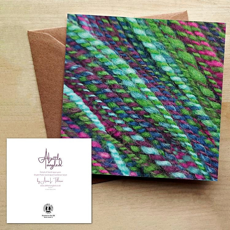 Greetings cards printed with images of handspun yarn