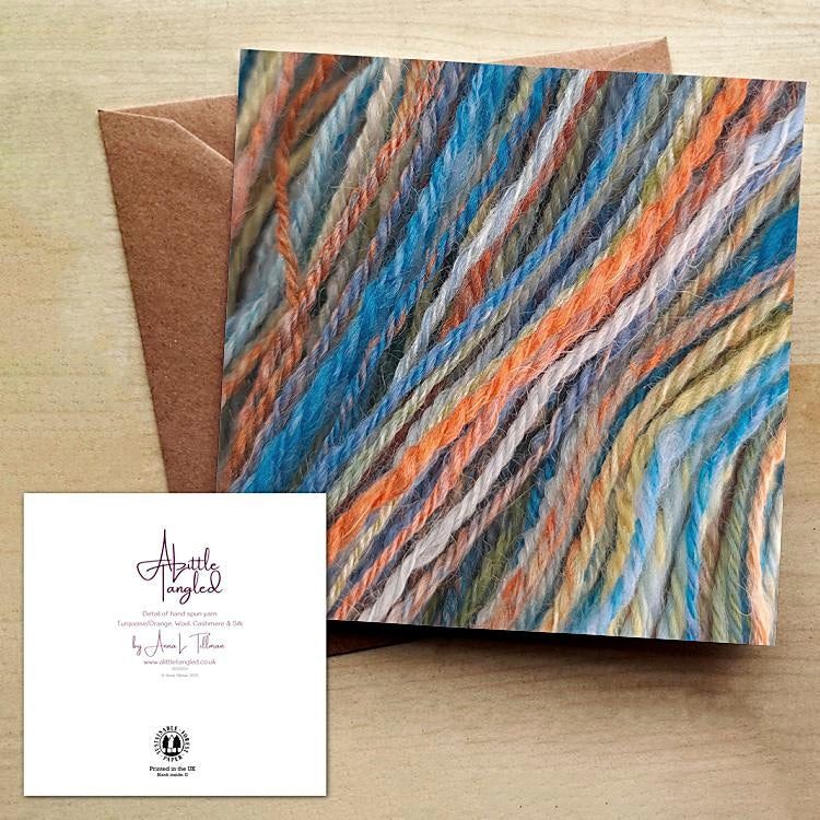 Greetings cards printed with images of handspun yarn