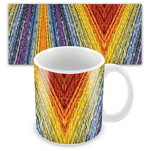 Mug and coaster set - Rainbow Handspun Yarn