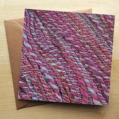 Greetings cards printed with images of handspun yarn