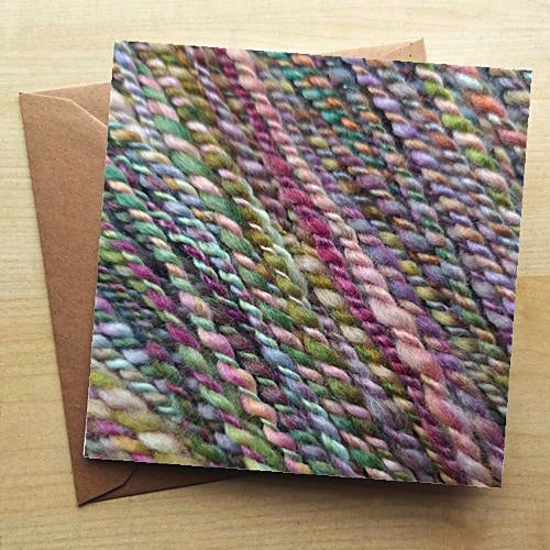 Greetings cards printed with images of handspun yarn