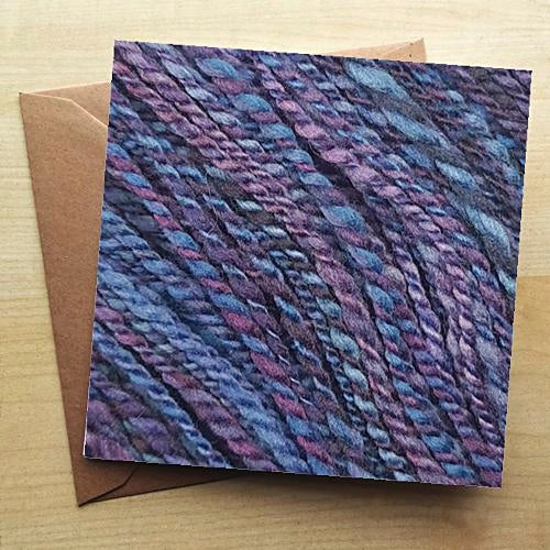 Greetings cards printed with images of handspun yarn