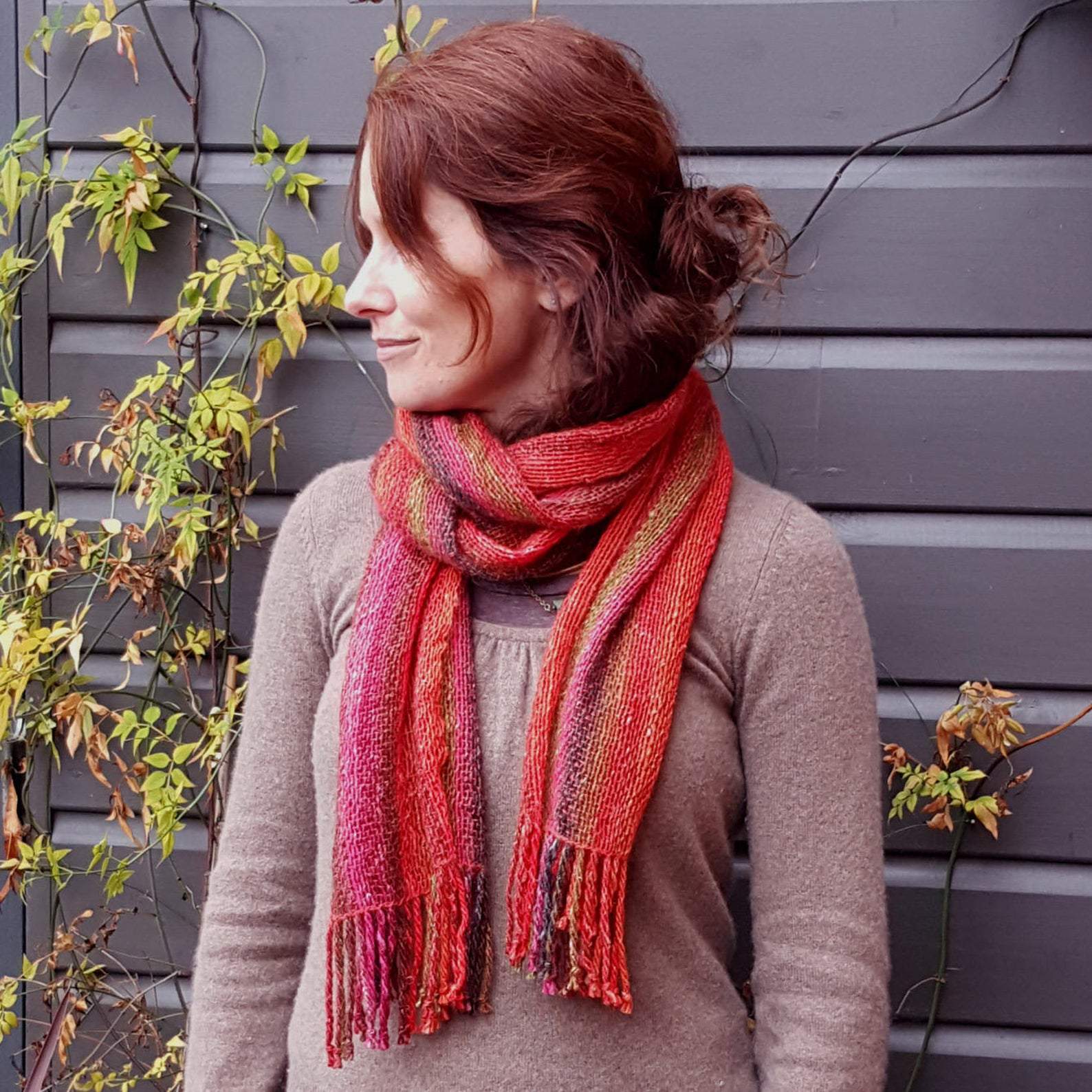 Hand Woven Striped Scarf in Wool, Cashmere, Mohair and Silk a Scarf from A Little Trinket