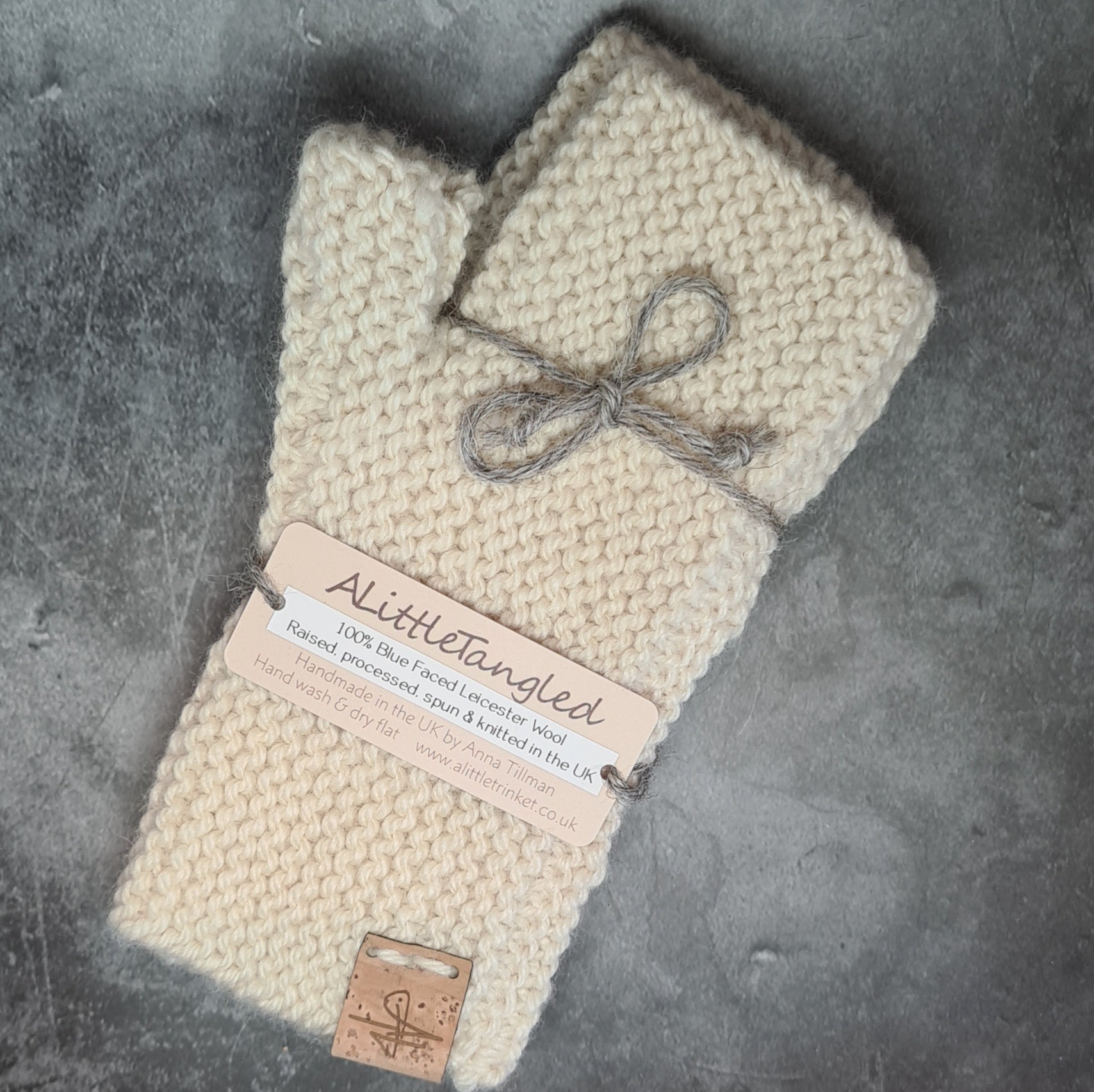 Handknitted British Bluefaced Leicester Wool Wrist Warmers a Wrist Warmers from A Little Trinket