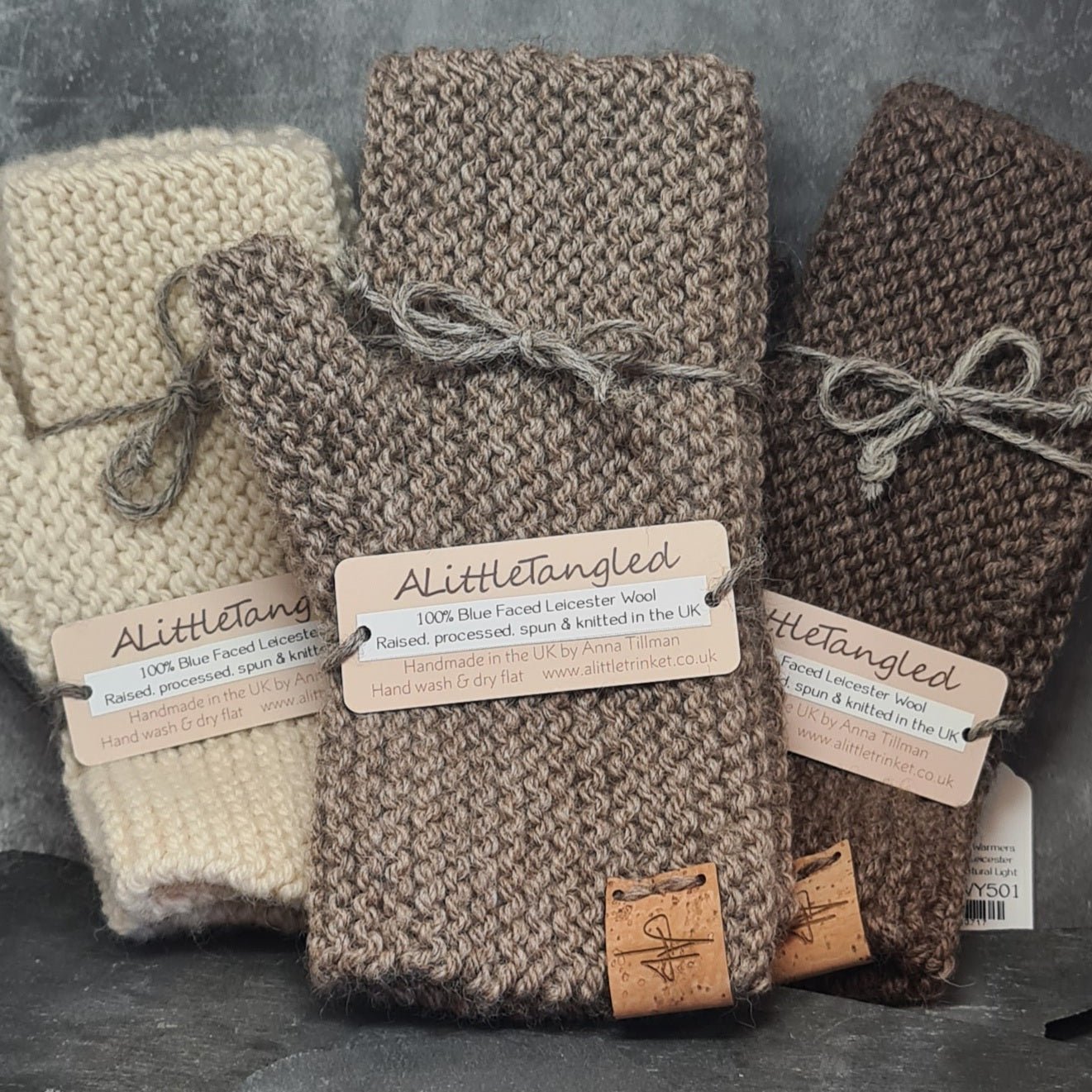 Handknitted British Bluefaced Leicester Wool Wrist Warmers a Wrist Warmers from A Little Trinket