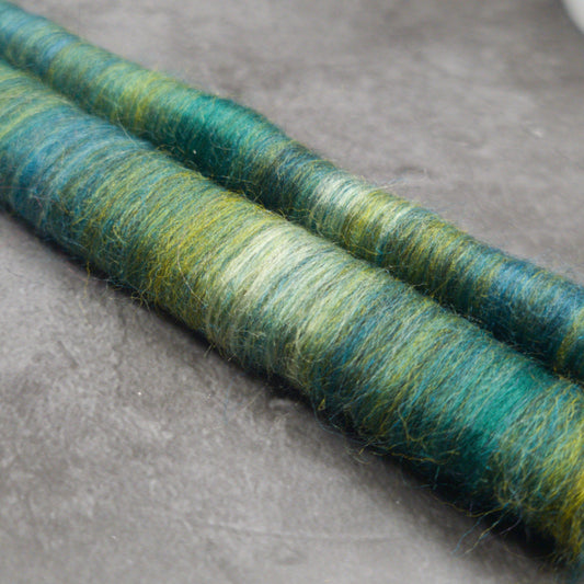 Rolags (or Punis) for spinning, Salterns Lake, 90% Wool, 10% Bamboo