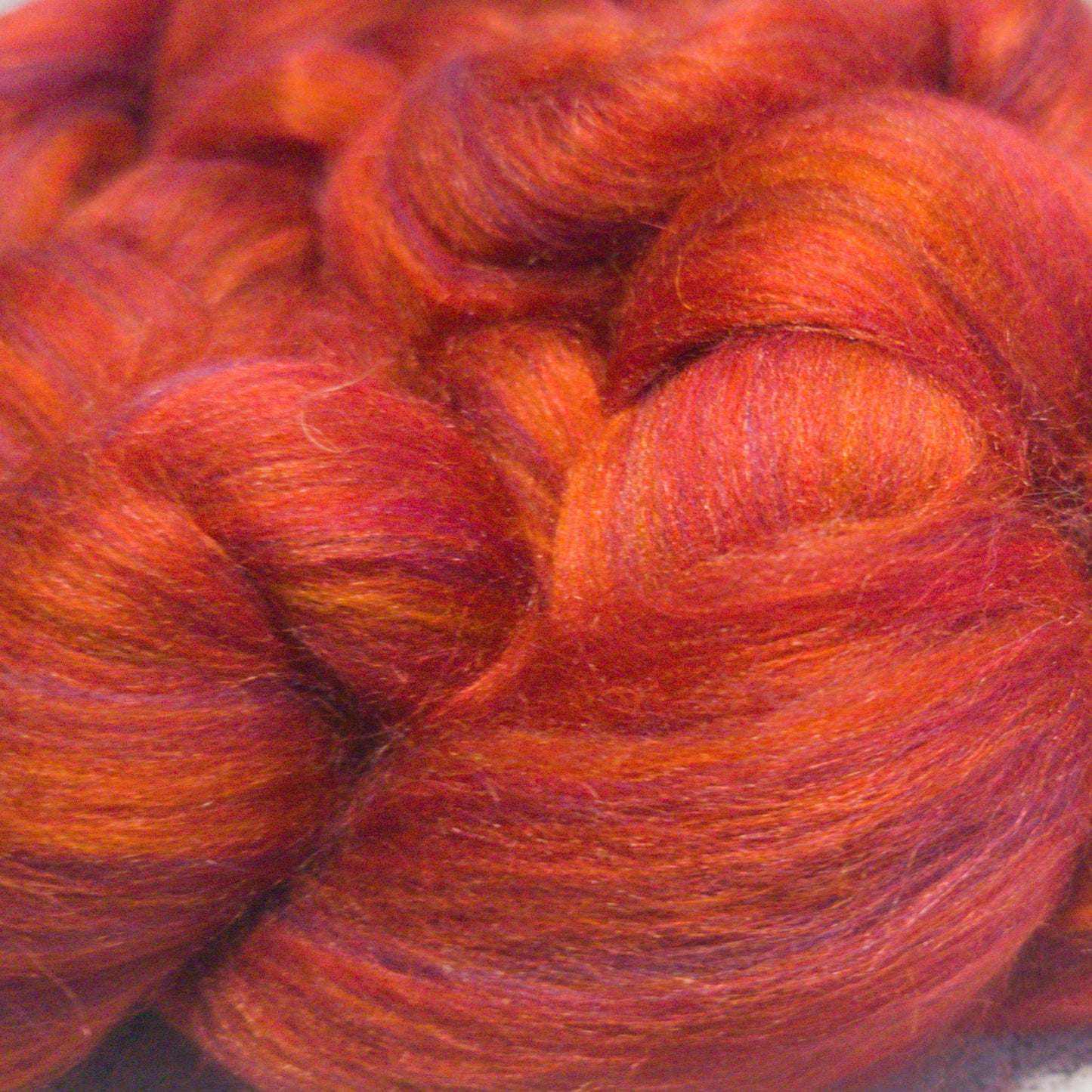 Rich Reds - Super Fine Merino & Tussah Silk combed top - Downend Blend