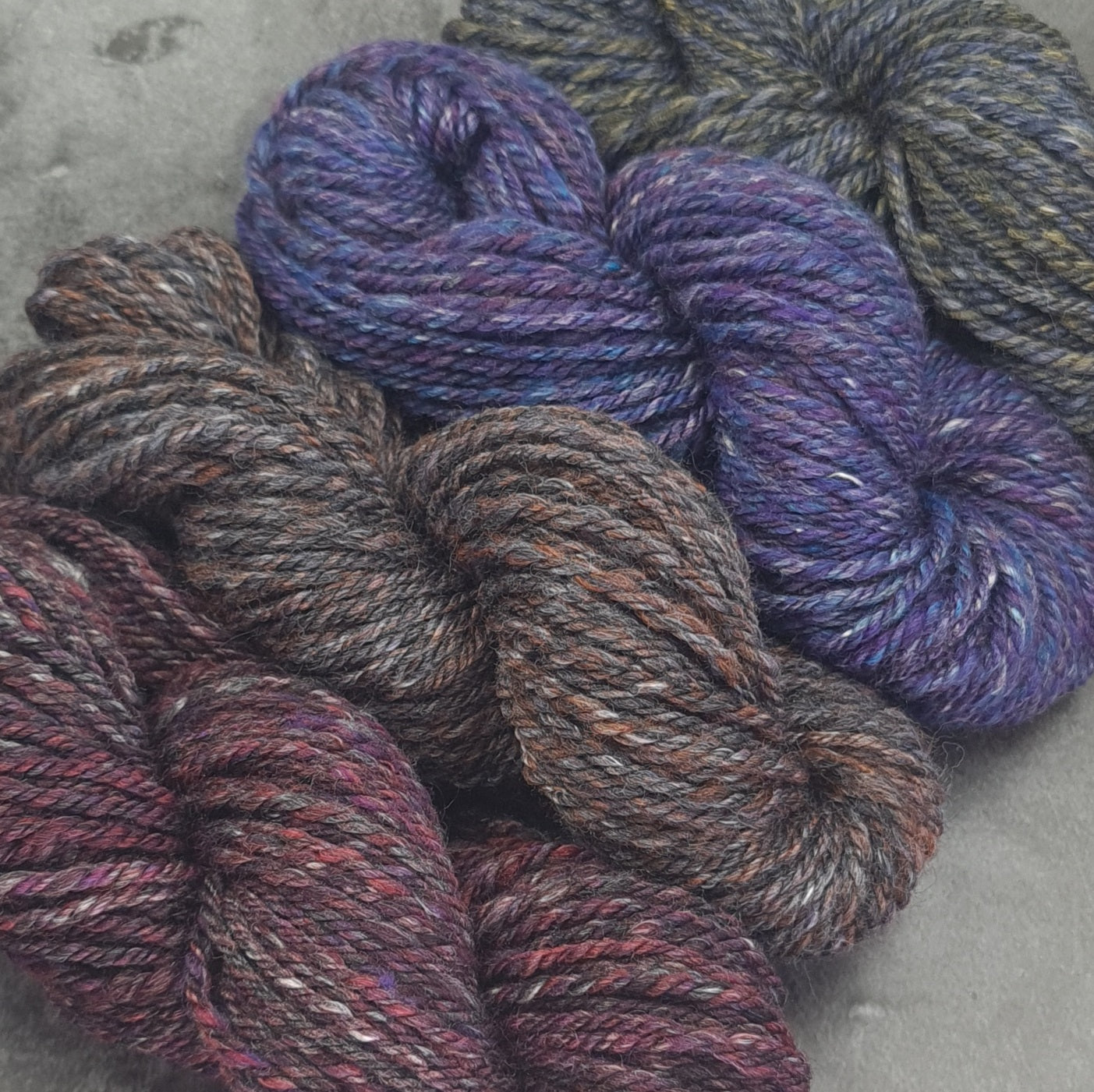 Handspun Worsted/Aran yarn, merino wool, alpaca & silk, mini skeins