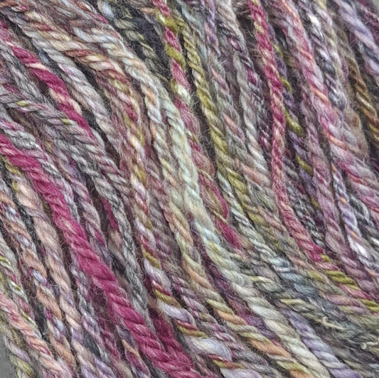 Handspun Worsted/Aran yarn, multi coloured merino wool & silk, mini skeins