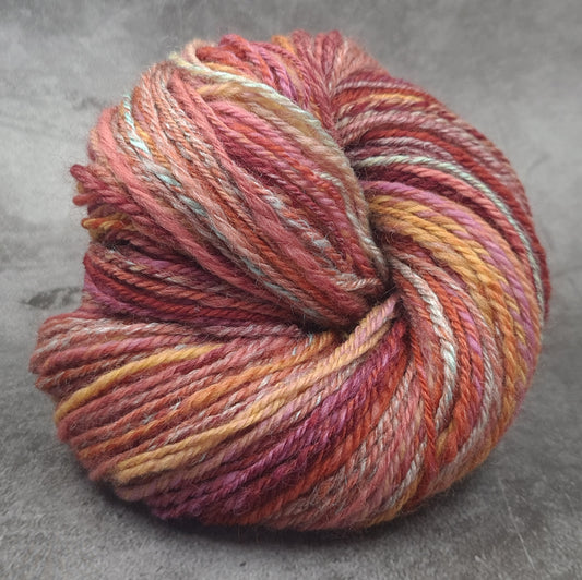 Handspun 4ply weight yarn, multi coloured merino wool & silk, mini skein OOAK