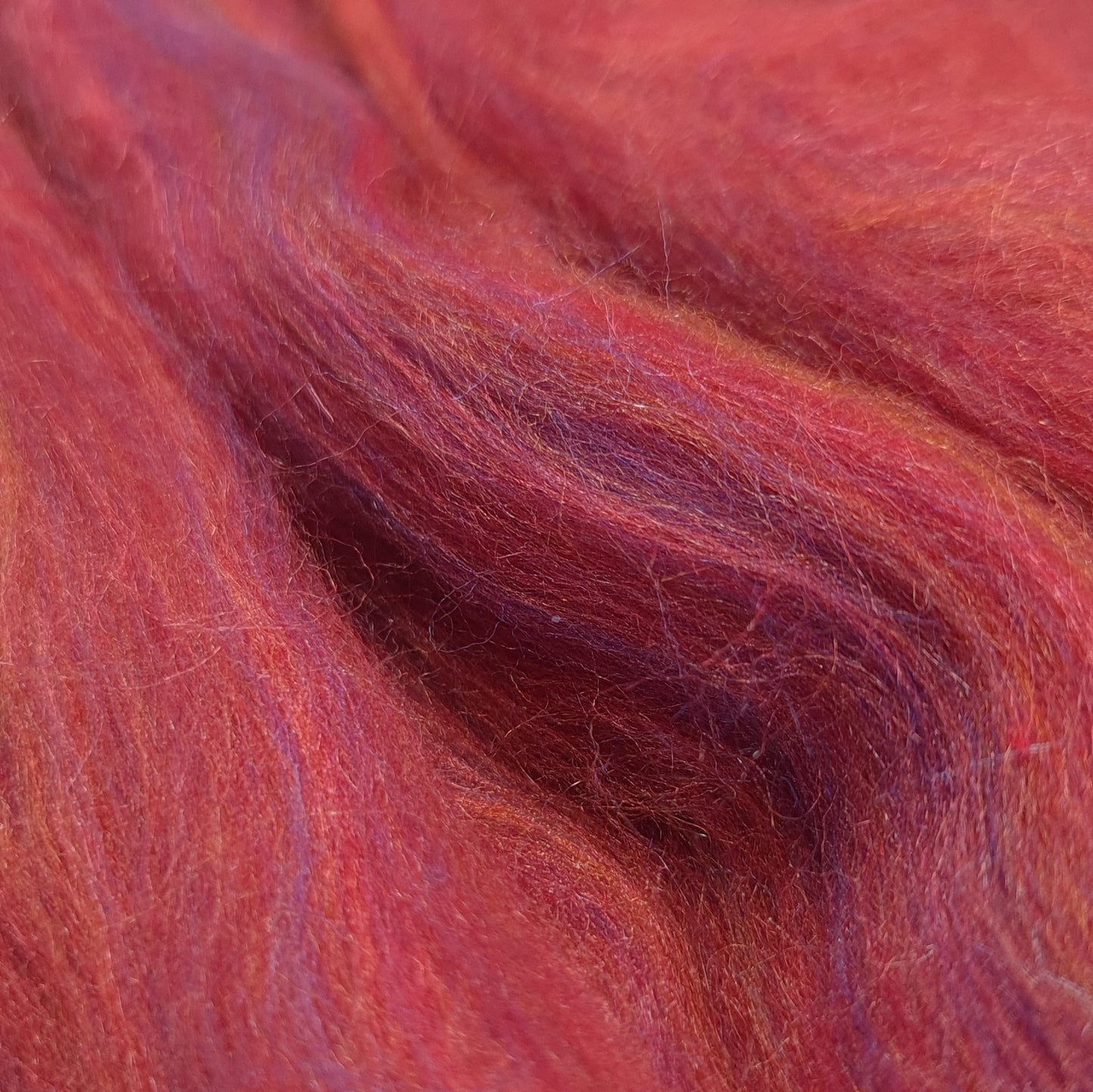 Rich Reds - Super Fine Merino & Tussah Silk combed top - Downend Blend