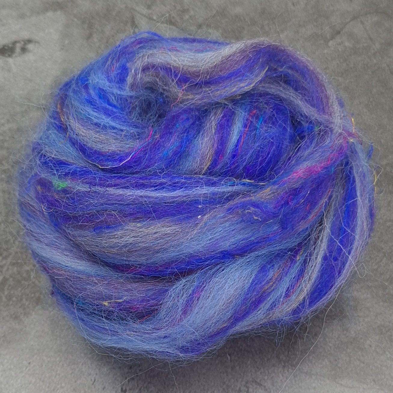 Hyacinth - Corriedale, UK Alpaca & Sari Silk Combed Top - Winnham Blend